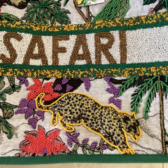 America & Beyond African Safari Embellished Beaded Limited Edition Tote Bag - Picture 2 of 16